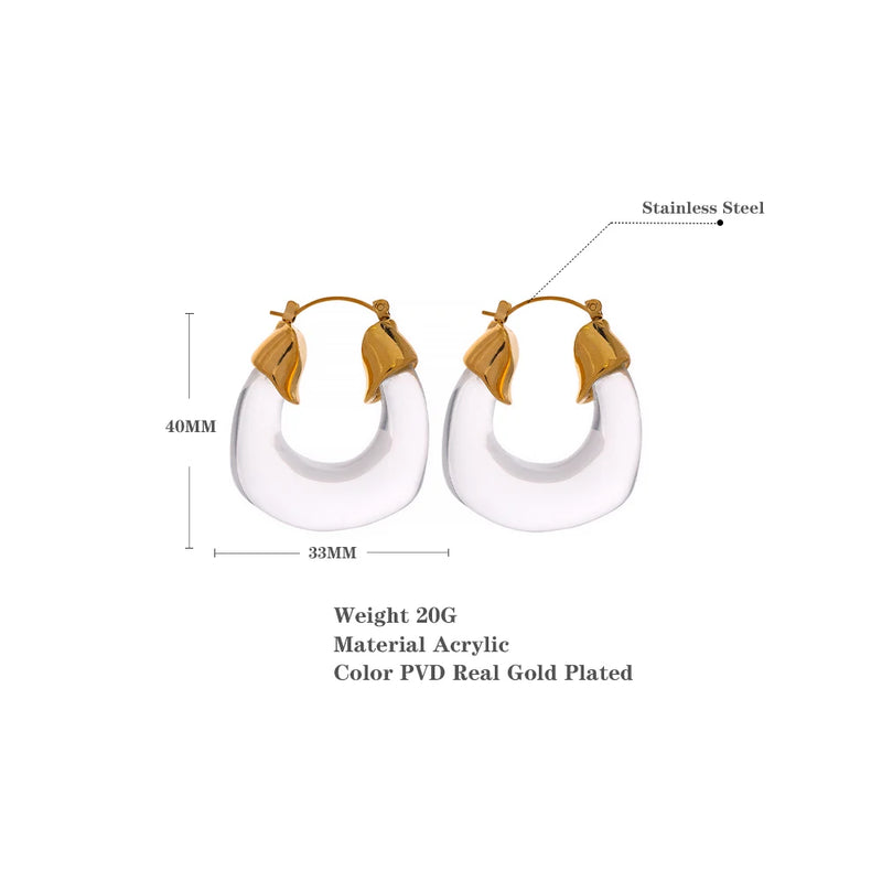 Brincos Transparentes em Acrílico e Aço Inoxidável