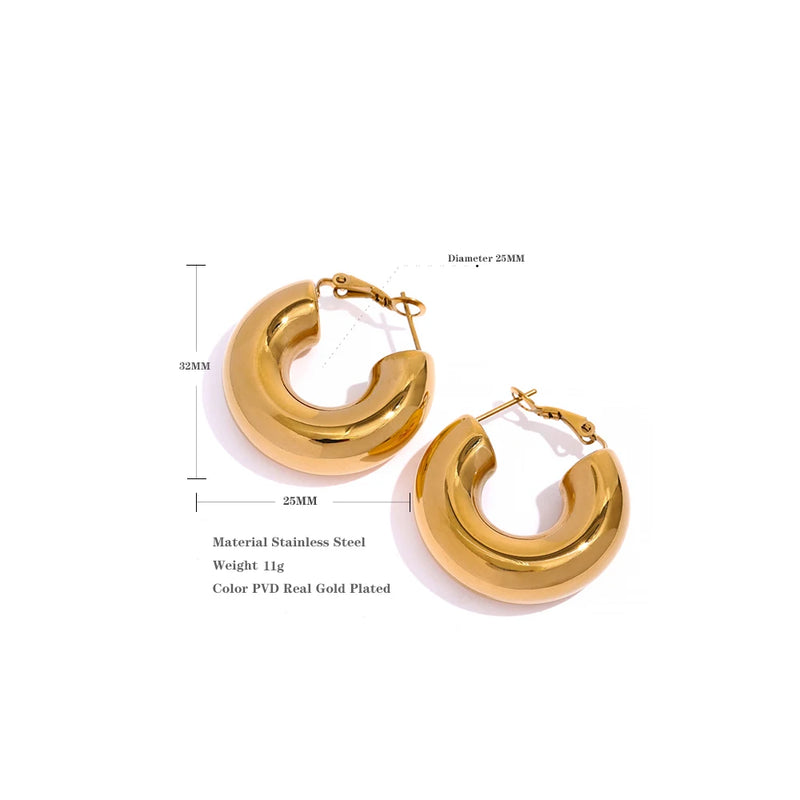 Brincos Chunky em Aço Inoxidável Dourado